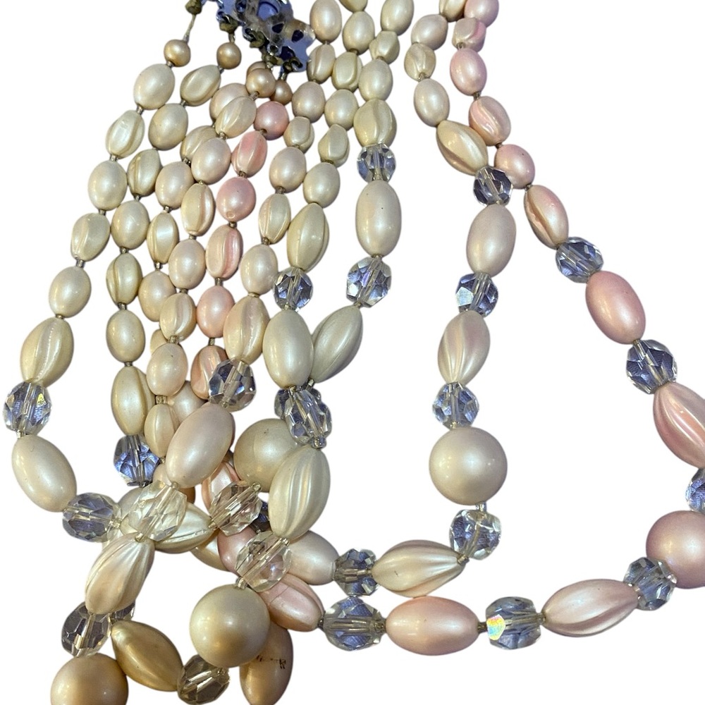 Three Strand Matte Pearl Necklace 16 inch - Picture 2 of 4